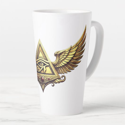 NeoAnkh Egyptian Eye of Horus Gold Winged Pyramid カフェラテマグ (右アングル)