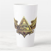 NeoAnkh Egyptian Eye of Horus Gold Winged Pyramid カフェラテマグ (正面)