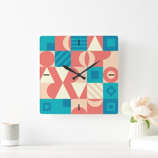 NeoGeoパターンの正方形の壁時計 スクエア壁時計 (ホーム)