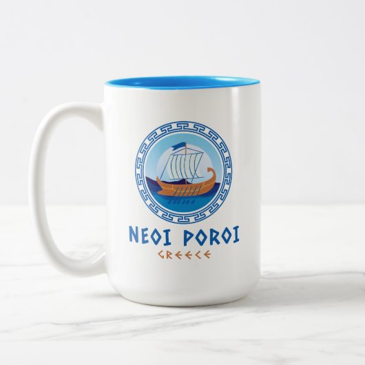 Neoi Poroi, Greece Greek Shipデザイン ツートーンマグカップ (左)