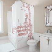 NEONレッド付きシカゴストップ地下鉄マップ シャワーカーテン (インサイチュ)