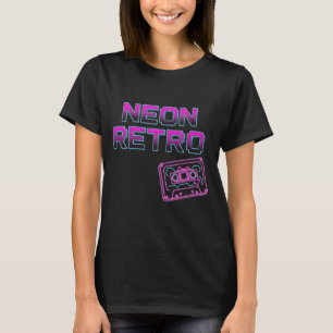 NEONレトロ- 80sアーケード合成波カセットTシャツ Tシャツ