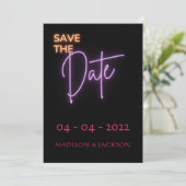 Neon はっきりしたモダン Sign Save The Date Card (スタンド正面)