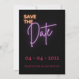 Neon はっきりしたモダン Sign Save The Date Card