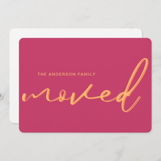 Neon モダン Pink Bright New Address Moving 案内状 (正面/裏面)