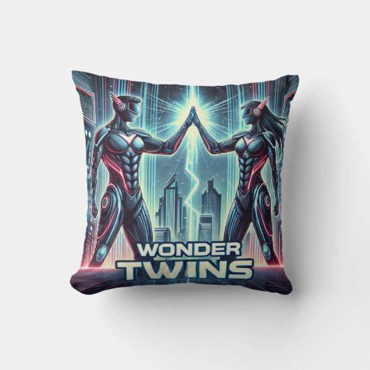 Neon 疑問に思 Twins - Synergy Unleased クッション (正面)