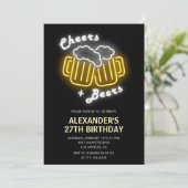 Neon 27th birthday invitation Cheers and Beers 招待状 (スタンド正面)
