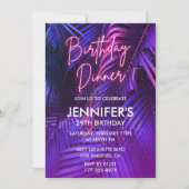 Neon 29th birthday invitations Floral Dinner 招待状 (正面)