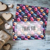 Neon 3D Puffy Valentines Heart Navy Blue Thank You カード