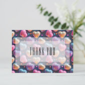 Neon 3D Puffy Valentines Heart Navy Blue Thank You カード (スタンド正面)