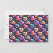 Neon 3D Puffy Valentines Heart Navy Blue Thank You カード (裏面)