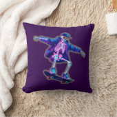 Neon 3D Skeleton Skateboarding – Funny Streetwear  クッション (ブランケット)