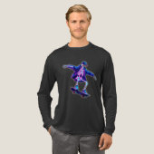 Neon 3D Skeleton Skateboarding – Funny Streetwear  トライブレンドＴシャツ (正面全体)