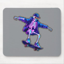 Neon 3D Skeleton Skateboarding – Funny Streetwear  マウスパッド