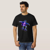 Neon 3D Skeleton Skateboarding – Funny Streetwear  Tシャツ (正面フル)