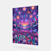 Neon 4th of July Independence Day Celebration アクリルサイン (傾斜)