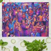 Neon 4th of July Independence Day Celebration キッチンタオル (折り畳み)