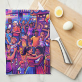 Neon 4th of July Independence Day Celebration キッチンタオル (四つ折り)