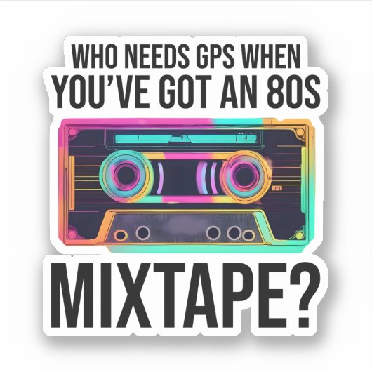 Neon '80sカセットテープ：レトロの雰囲気を受け入れる シール (正面)