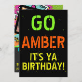 Neon 80's|90'sフラッシュバックヒップホップ誕生日写真 招待状 (正面/裏面)