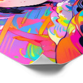 Neon Abstract Cat Girl Pop Art ポスター (角)