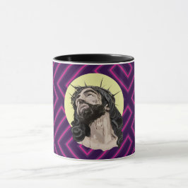 Neon Andean Pattern Jesus Christ Mug - Taza Cristo マグカップ