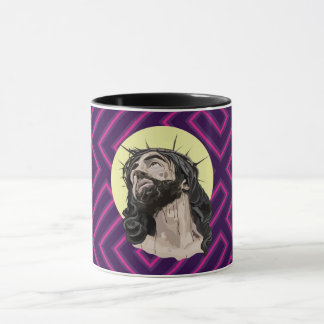Neon Andean Pattern Jesus Christ Mug - Taza Cristo マグカップ