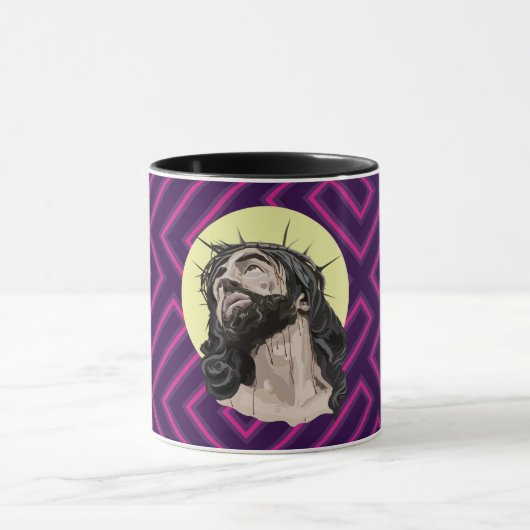 Neon Andean Pattern Jesus Christ Mug - Taza Cristo マグカップ (中央)