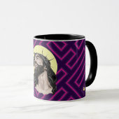 Neon Andean Pattern Jesus Christ Mug - Taza Cristo マグカップ (正面右)