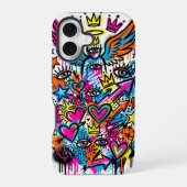 Neon Angel vs Devil Graffiti iPhone 16 case 16ケース (裏面)