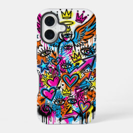 Neon Angel vs Devil Graffiti iPhone 16 case 16ケース