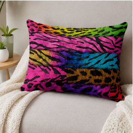 Neon Animal Print Colorful Zebra Leopard Cheetah アクセントクッション