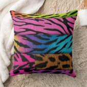 Neon Animal Print Colorful Zebra Leopard Cheetah クッション (ブランケット)