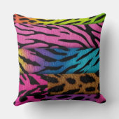Neon Animal Print Colorful Zebra Leopard Cheetah クッション (裏面)