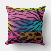 Neon Animal Print Colorful Zebra Leopard Cheetah クッション (正面)
