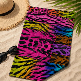 Neon Animal Print Colorful Zebra Leopard Cheetah ゴルフタオル