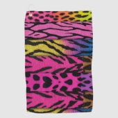 Neon Animal Print Colorful Zebra Leopard Cheetah ゴルフタオル (正面)