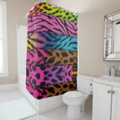 Neon Animal Print Colorful Zebra Leopard Cheetah  シャワーカーテン (インサイチュ)