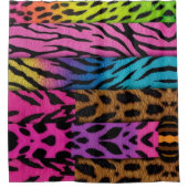 Neon Animal Print Colorful Zebra Leopard Cheetah  シャワーカーテン (正面)