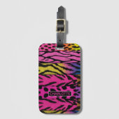 Neon Animal Print Colorful Zebra Leopard Cheetah ラゲッジタグ (正面縦)