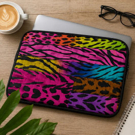 Neon Animal Print Colorful Zebra Leopard Cheetah ラップトップスリーブ