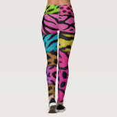 Neon Animal Print Colorful Zebra Leopard Cheetah レギンス (裏面)
