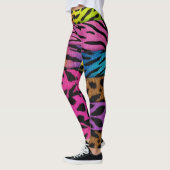 Neon Animal Print Colorful Zebra Leopard Cheetah レギンス (左)