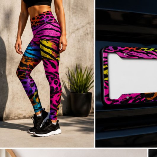 Neon Animal Print Colorful Zebra Leopard Cheetah レギンス