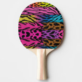 Neon Animal Print Colorful Zebra Leopard Cheetah 卓球ラケット (正面)
