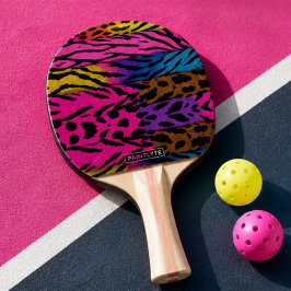 Neon Animal Print Colorful Zebra Leopard Cheetah 卓球ラケット