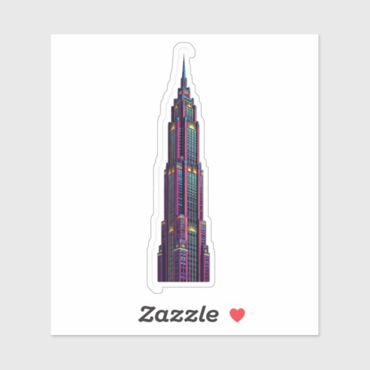 Neon Art Deco Skyscraper Sticker シール (シート)