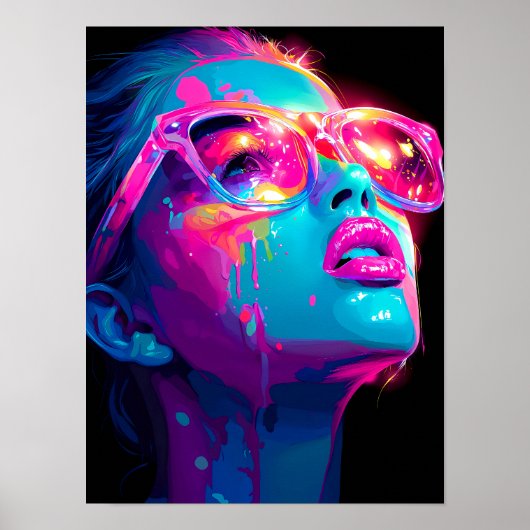 Neon Aura Poster | Bold Baddie Pop Art Print ポスター (正面)