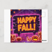 Neon Autumn Greeting Card 5x7 – Happy Fall Leaves ポストカード (裏面)