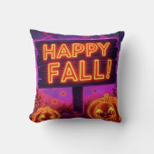 Neon Autumn Mug – Happy Fall Leaves クッション (正面)